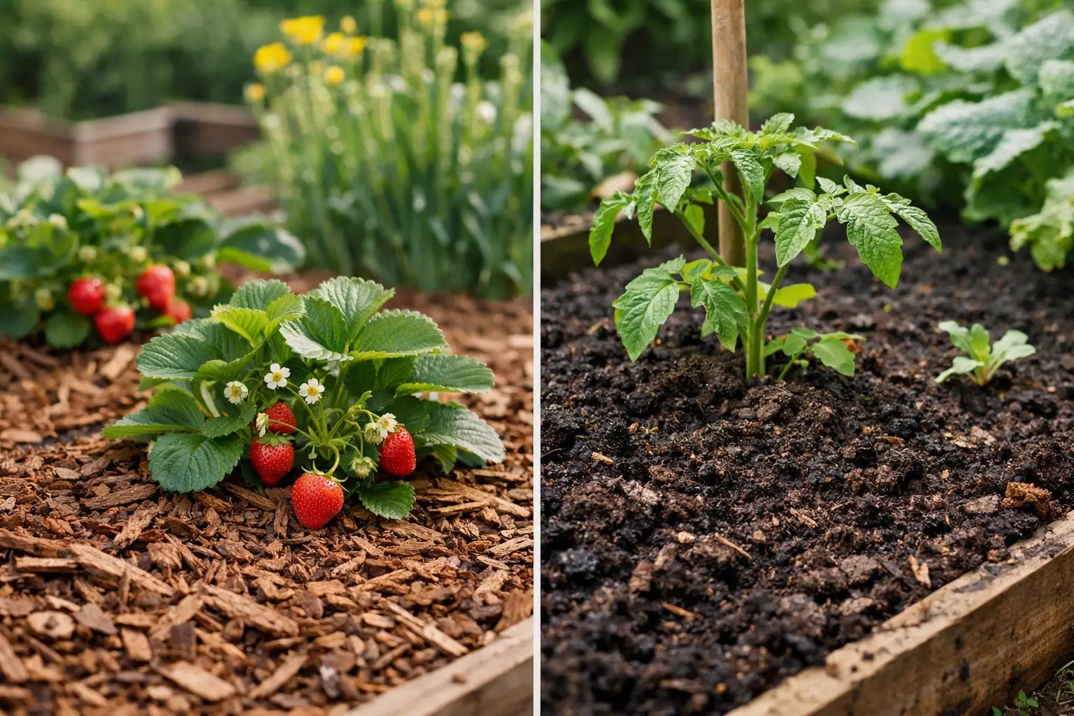 Mulch vs Compost in Garden Beds