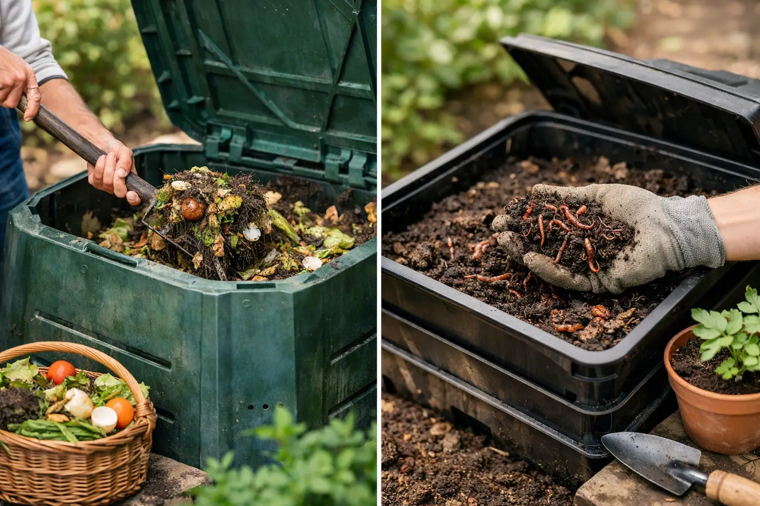 Compost Bin vs Worm Bin for Home Gardeners